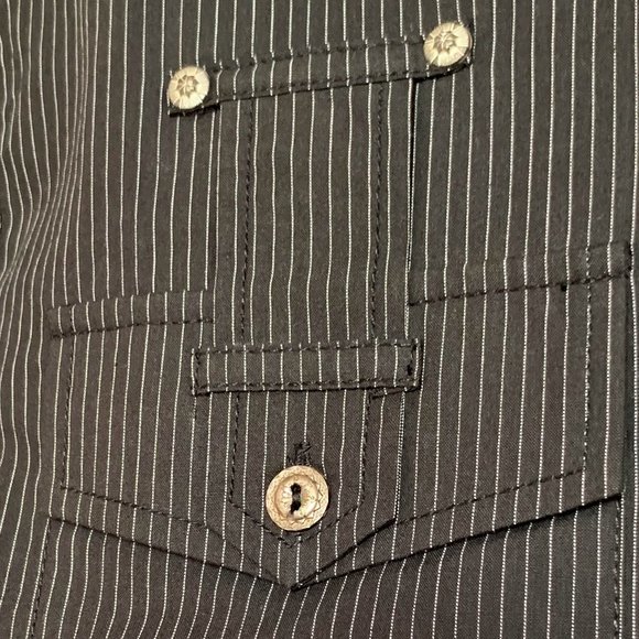7 Diamonds White Stripes Black Cotton Button Up XL - Picture 3 of 8